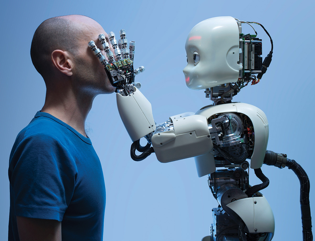 Robot iCub a l'Institut des systemes intelligents et de robotique (ISIR), universite Paris-VI, pour Le Monde.